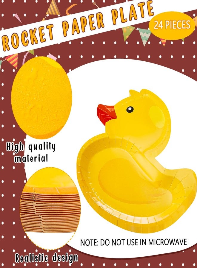 meekoo 24 Pcs Rubber Duck Party Paper Plates Rubber Duck Theme Party Decorations for Dinner Dessert Picnic Birthday Wedding - Image 5