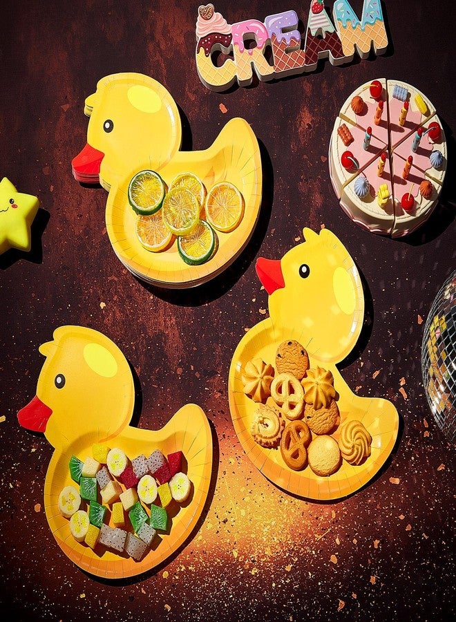 meekoo 24 Pcs Rubber Duck Party Paper Plates Rubber Duck Theme Party Decorations for Dinner Dessert Picnic Birthday Wedding - Image 3