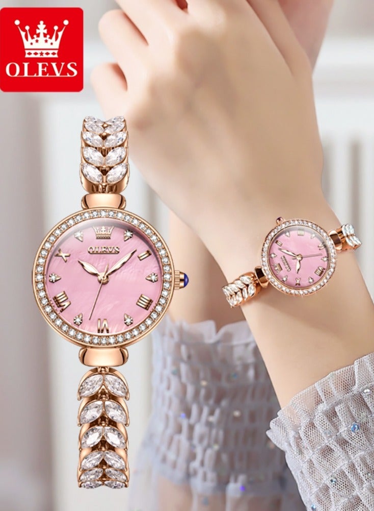 OLEVS 9971 Women's Watches Elegant Fashion Original Wristwatch Waterproof Fish Bone Strap Luminous Hand Diamond Bezel Reloj - Image 1