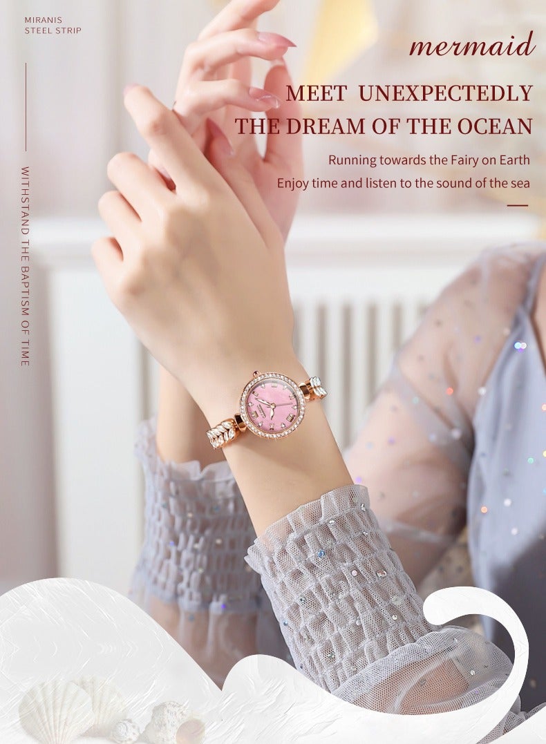 OLEVS 9971 Women's Watches Elegant Fashion Original Wristwatch Waterproof Fish Bone Strap Luminous Hand Diamond Bezel Reloj - Image 2