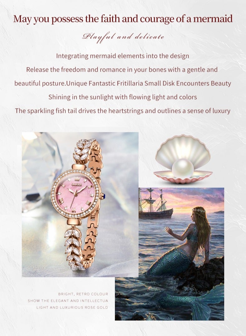 OLEVS 9971 Women's Watches Elegant Fashion Original Wristwatch Waterproof Fish Bone Strap Luminous Hand Diamond Bezel Reloj - Image 3