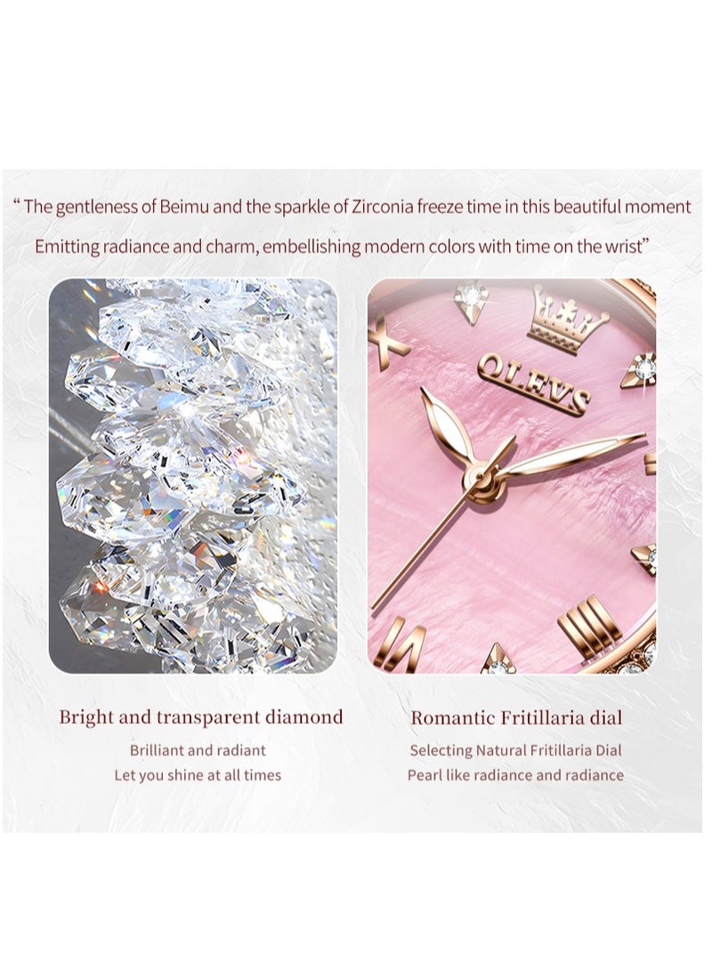 OLEVS 9971 Women's Watches Elegant Fashion Original Wristwatch Waterproof Fish Bone Strap Luminous Hand Diamond Bezel Reloj - Image 5
