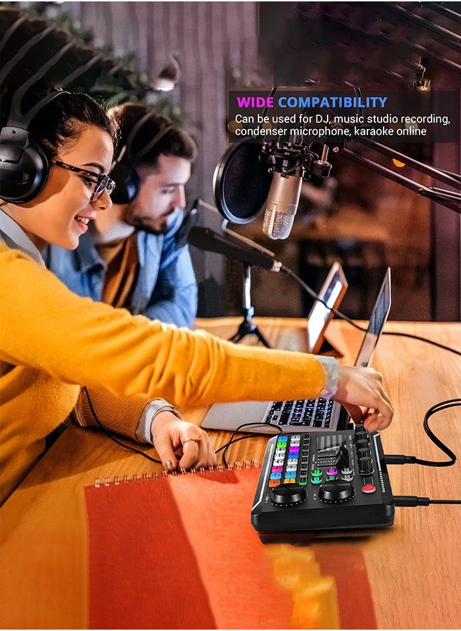 Sunbmebge F998 Live Sound Card Audio Mixer Podcast Audio Interface with DJ Mixer Effects Voice Converter with Sound Effects for Karaoke Tiktok YouTube Live Recording Games  - Image 3