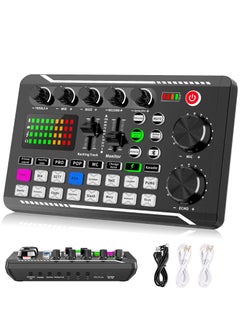 F998 Live Sound Card Audio Mixer Podcast Audio Interface with DJ Mixer Effects Voice Converter with Sound Effects for Karaoke Tiktok YouTube Live Recording Games