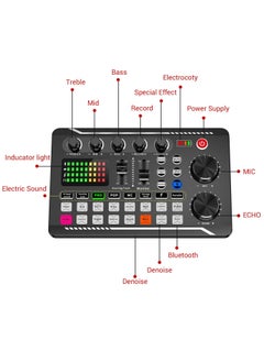 Sunbmebge F998 Live Sound Card Audio Mixer Podcast Audio Interface with DJ Mixer Effects Voice Converter with Sound Effects for Karaoke Tiktok YouTube Live Recording Games  - Image 5