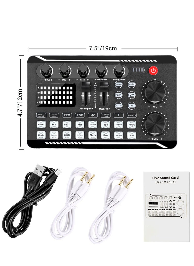 Sunbmebge - F998 Live Sound Card Audio Mixer Podcast Audio Interface with DJ Mixer Effects Voice Converter with Sound Effects for Karaoke Tiktok YouTube Live Recording Games - Image 1