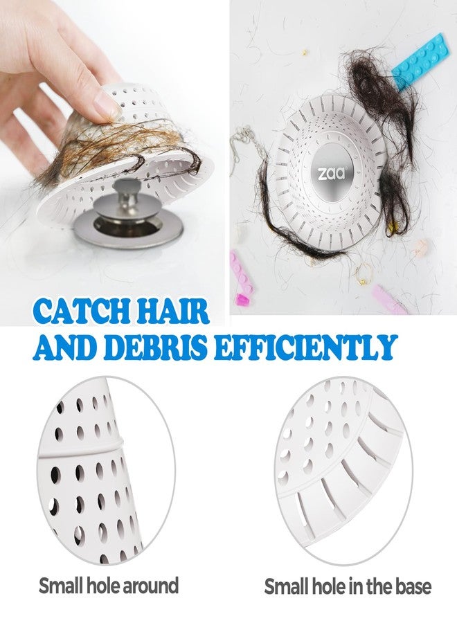 zaa Bathtub Drain Hair Catcher, Silicone Collapsible 1 Pack Drain Protector for Pop-Up and Regular Drains of Shower, Bathtub, Tub, Bathroom, Sink, White - Image 4