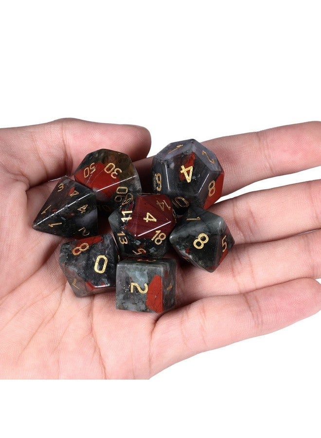 SUNYIK 7 PCS Polished Crystal Stone Polyhedral DND Dice Set for for RPG MTG Table Games, DND Game Dice Polyhedral Dungeons and Dragons for Office Home Decoration, Dragons Blood - Image 4