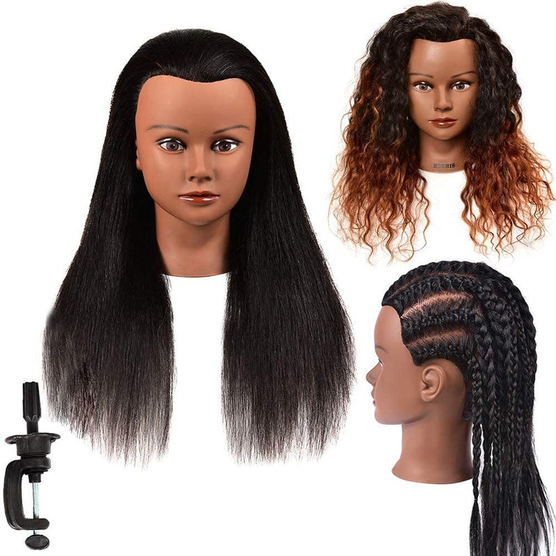 Mannequin Head with Human Hair Manikin Head 16 inch 100 Real Hair Doll Head for Hair Styling Salon Training Head Cosmetology Braiding Practice Mannequin Manikin Head Hairdresser 16 Inches