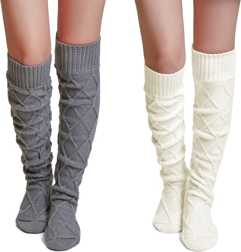 Pcavin Thigh High Socks for Women Cable Knit Over the Knee Boot Socks, Long Warm Leg Warmers Winter - Image 1