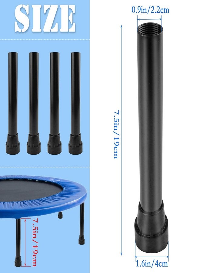 DOERDO DD DOERDO 4Pcs Universal Trampoline Replacement Legs with Covers Pad 7.5 Inch Stainless Steel Trampoline Legs Replacement, Black - Image 2