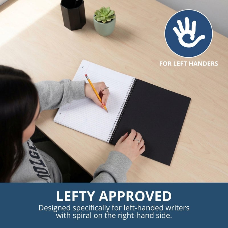 ROARING SPRING Lefty Spiral Notebook, Left-Handed One Subject Notebook, 3 Pack, 11" x 9", 100 Sheets, College-Ruled, Perforated, Assorted Saranac Covers, Made in USA - Image 2