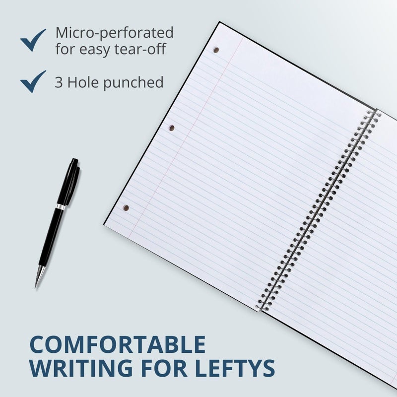 ROARING SPRING Lefty Spiral Notebook, Left-Handed One Subject Notebook, 3 Pack, 11" x 9", 100 Sheets, College-Ruled, Perforated, Assorted Saranac Covers, Made in USA - Image 4