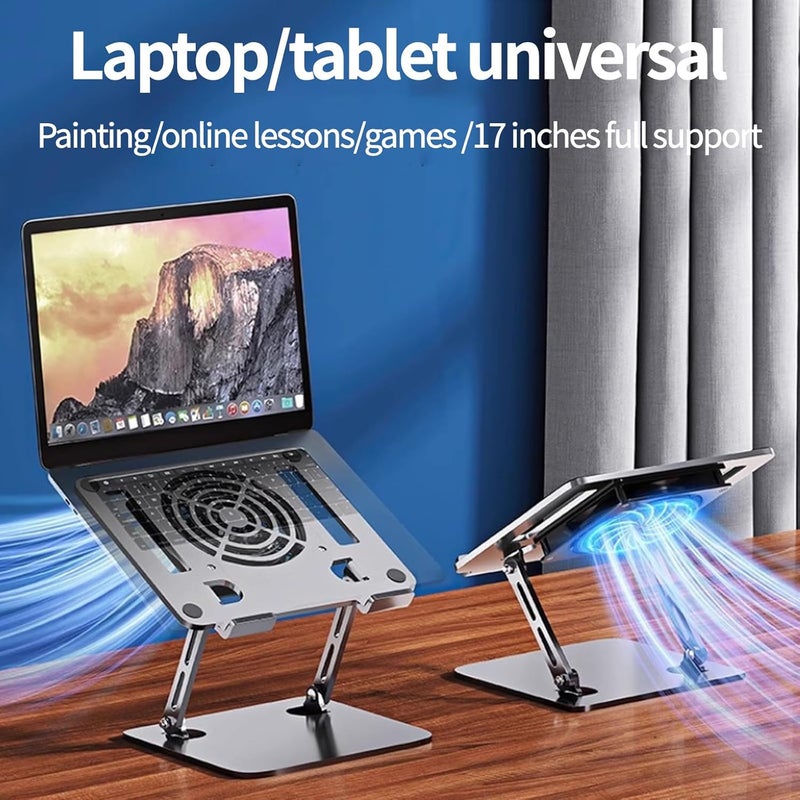 Aluminum Laptop Cooling Stand with Adjustable Height and Fan for 10 - 17 Inch Laptops - Image 3