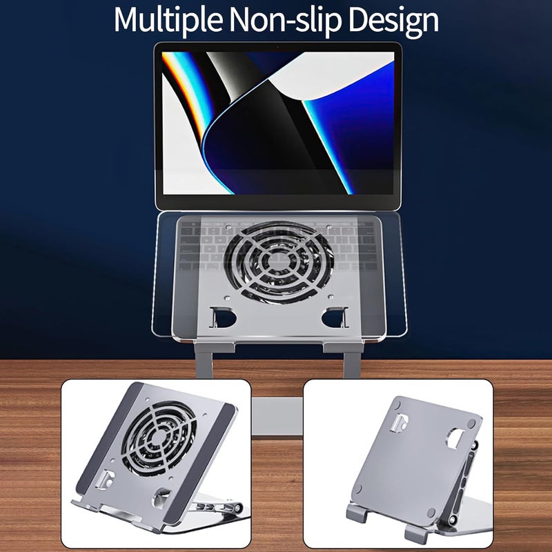 Aluminum Laptop Cooling Stand with Adjustable Height and Fan for 10 - 17 Inch Laptops - Image 5