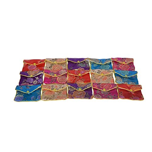 Baitaihem 15 Pack Jewelry Purse Pouch Gift Bags Chinese Silk Style Brocade Embroidered Bag,Multiple Colors(Medium) - Image 2