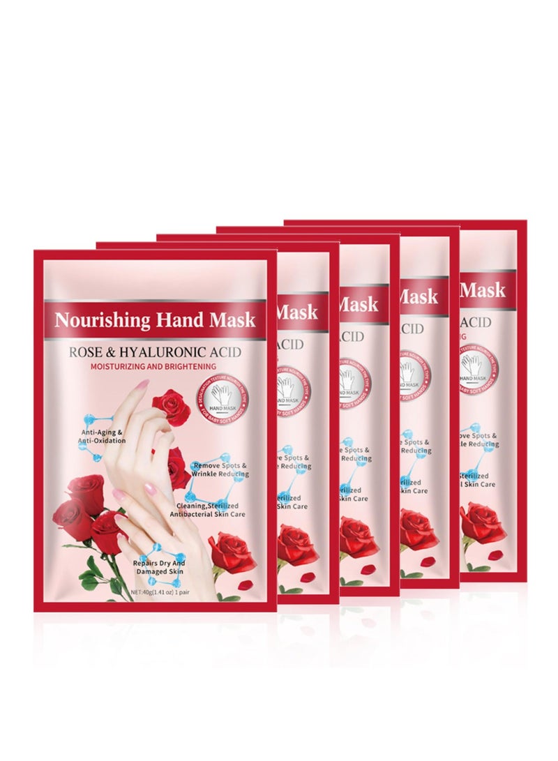 Generic Hand Mask, Hand Spa Mask, Hand Moisturizing Gloves Mask, Hand Skin Repair Renew Mask for Dry, Aging, Cracked Hands Intense Skin Nutrition Hand Cream Mask, Repair Rough Skin Women & Men (5 Pairs)  - Image 1