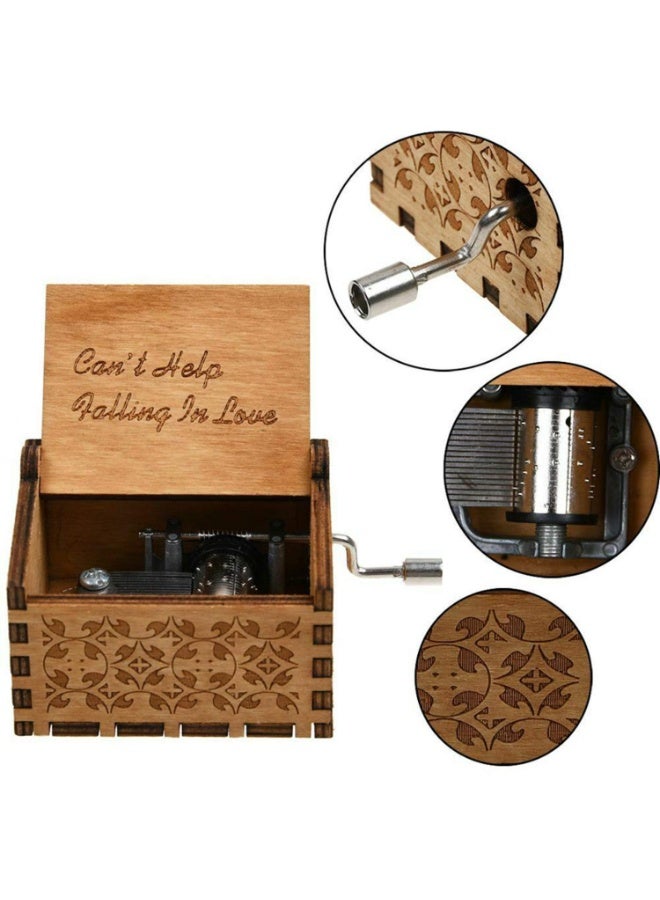 FDTY Can't Help Falling in Love Wood Music Box, Antique Engraved Musical Boxes Case for Birthday Present Kid Toys Hand-Operated (Can't Help Falling in Love) - Image 3