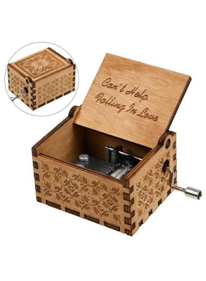 FDTY Can't Help Falling in Love Wood Music Box, Antique Engraved Musical Boxes Case for Birthday Present Kid Toys Hand-Operated (Can't Help Falling in Love) - Image 2