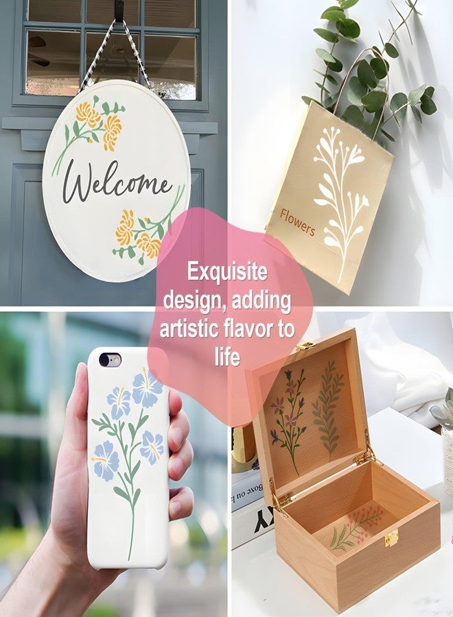 Felixcraft Flower Stencils for Painting, 18PCS 6x3 Inch Stencils for Crafts Reusable, Floral Stencils for Painting on Wood Wall Canvas, Drawing Templates for DIY Projects & Home Decor - Image 4