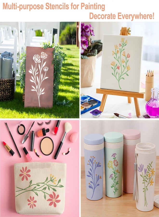 Felixcraft Flower Stencils for Painting, 18PCS 6x3 Inch Stencils for Crafts Reusable, Floral Stencils for Painting on Wood Wall Canvas, Drawing Templates for DIY Projects & Home Decor - Image 3