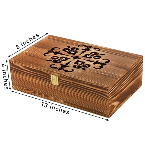 Coloch Wooden Tea Bag Storage Box with Carved Lid, 8-Compartment Tea Chest Organizer Spice Packets Container for Living Room, Kitchen, Office, Home Decor - Image 2