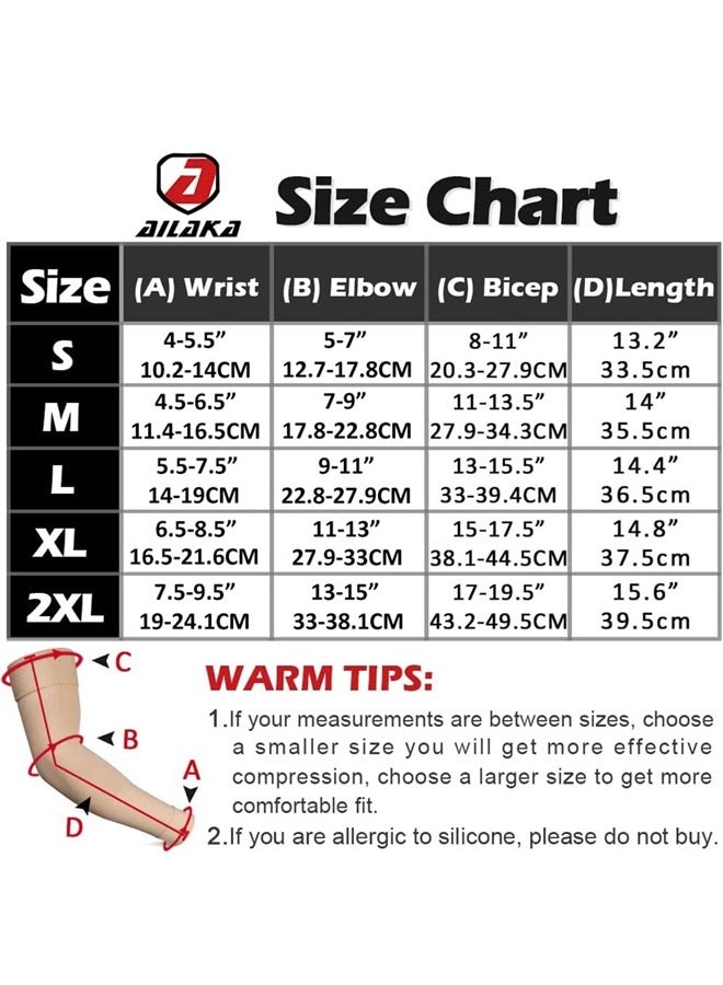 Ailaka Medical Compression Arm Sleeves for Men Women - 20-30 mmHg Lymphedema Compression Sleeves Support for Arms Pain, Swelling, Edema, Post Surgery Recovery, Tendonitis 