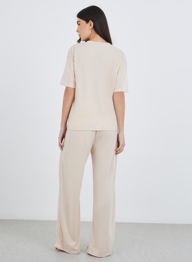 Styli Printed Pocket Short Sleeve T-Shirt and Pyjama Set - Image 5