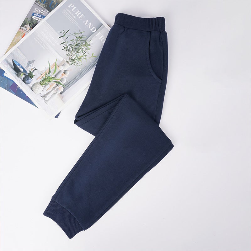 Primary And Secondary School Uniform Pants Navy Blue Junior High School Uniform Pants High School Students Dark Blue Velvet Thickeneding - Image 2