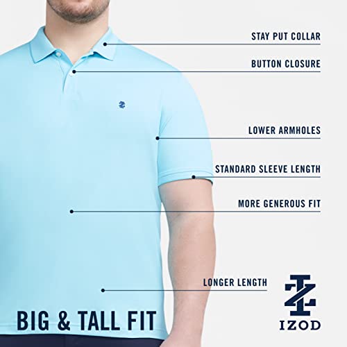 IZOD Men’s Big-and-Tall Advantage Performance Short-Sleeve Solid Polo Shirt, Peacoat, XX-Large - Image 4