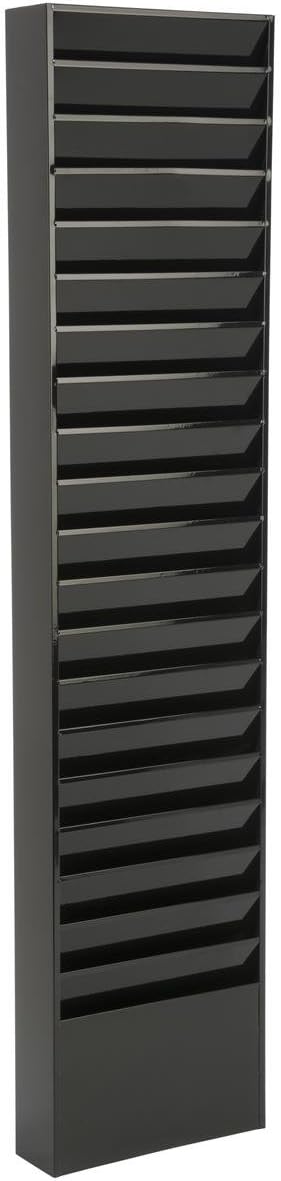 Displays2go File Folder Wall Rack 20 Pockets Tiered Office and Medical Charts Black Powder Coated Steel  - Image 1