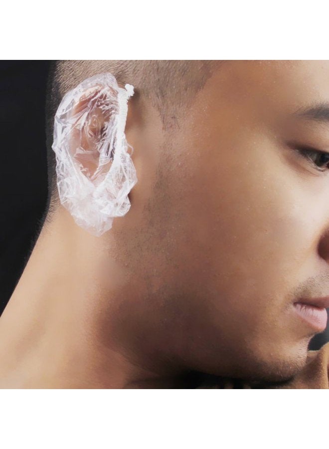 esowemsn 100pcs Disposable Clear Waterproof Ear Covers for Shower, Hair Dyer and Salon Ear Protector Caps Fits Men and Women - Image 3