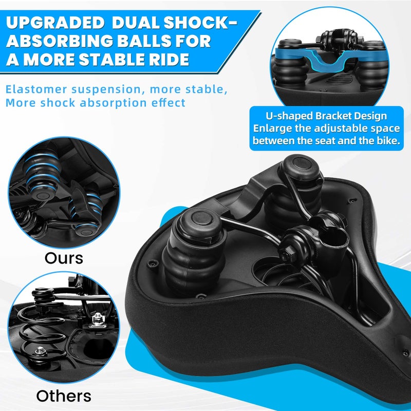 CDYWD Oversized Bike Seat for Men & Women, Comfortable Gel Padded, Extra Wide Bicycle Seat Cushion Comfort, Replacement Saddle for Peloton, Stationary Exercise Bike, Mountain Bike, Cruiser, City Bike - Image 5