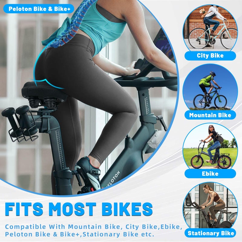 CDYWD Oversized Bike Seat for Men & Women, Comfortable Gel Padded, Extra Wide Bicycle Seat Cushion Comfort, Replacement Saddle for Peloton, Stationary Exercise Bike, Mountain Bike, Cruiser, City Bike - Image 2