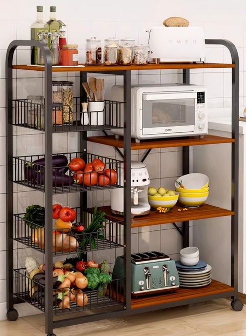 4 Tier Kitchen Storage Rack,Coffee Corner Shelf,vegetable basket,Bakers Rack with Storage Shelves,Microwave Stand,Suit for Kitchen,Living Room,Dining Room