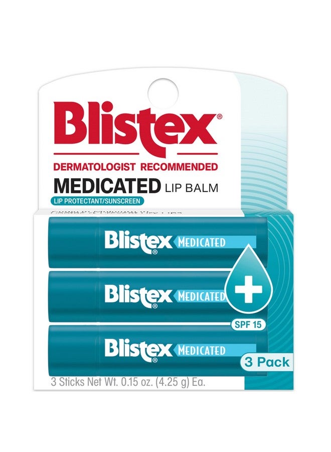 بليستكس بلسم شفاه طبي من بليستكس، 0.15 أونصة، 3 قطع (عبوة من قطعة واحدة) يمنع الجفاف والتشقق، عامل حماية من الشمس 15، يحافظ على الرطوبة، بلسم شفاه مرطب، تركيبة سهلة الانزلاق لتغطية كاملة - Image 1