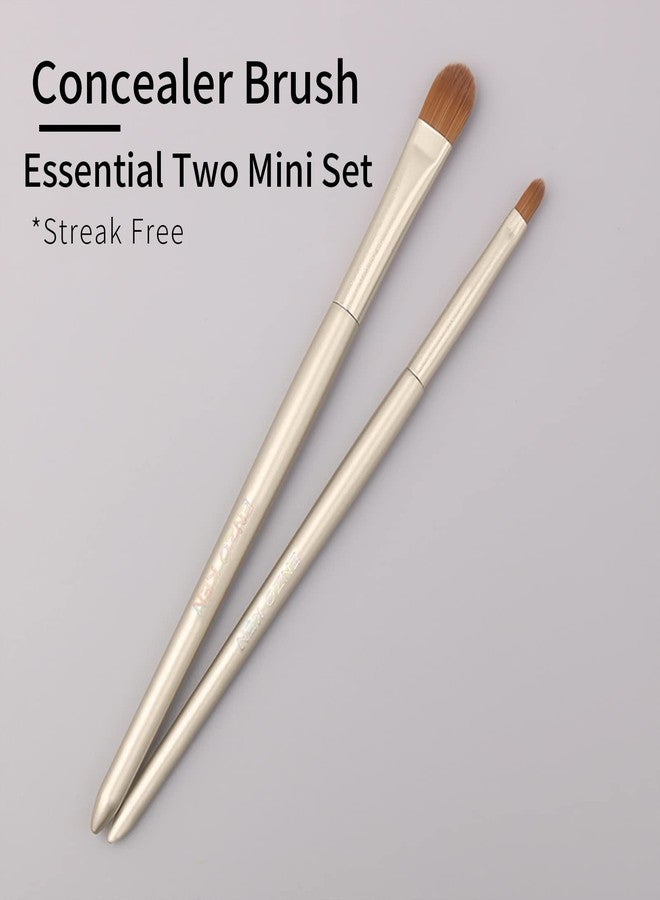 ENZO KEN Flat Concealer Foundation Brush and Lip Brush, Mini Under Eye Blending Set, Small Essential Liquid Makeup Brush for Eye Dark Circles Puffiness, Liquid Blush Lipstick, Lipgloss, Spots. - Image 2