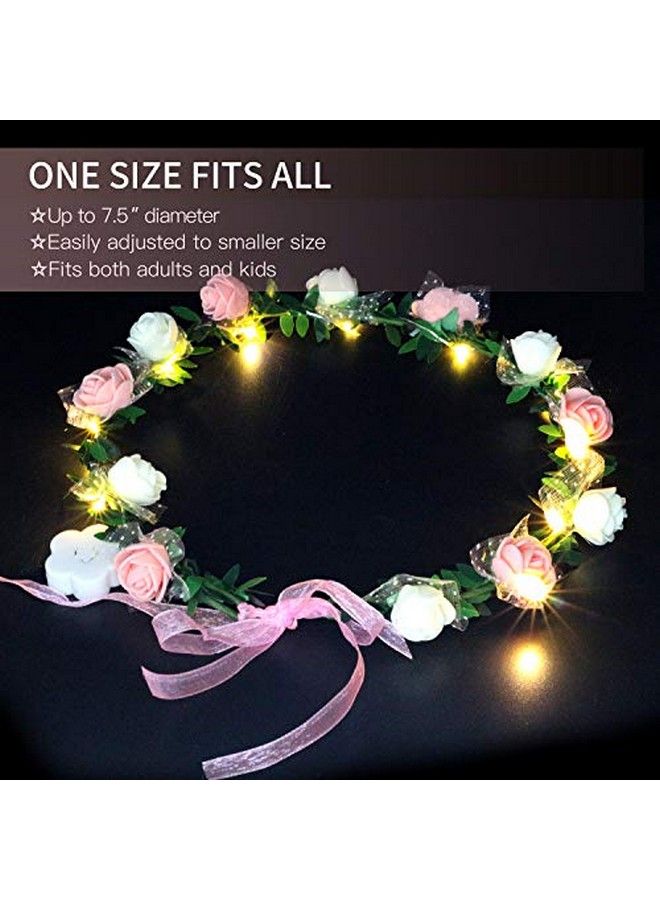 Novelty Place 4 Pack Light Up Flower Headband Led Floral Head Crown For Wedding Festival And Party 4 Pieces - Image 5
