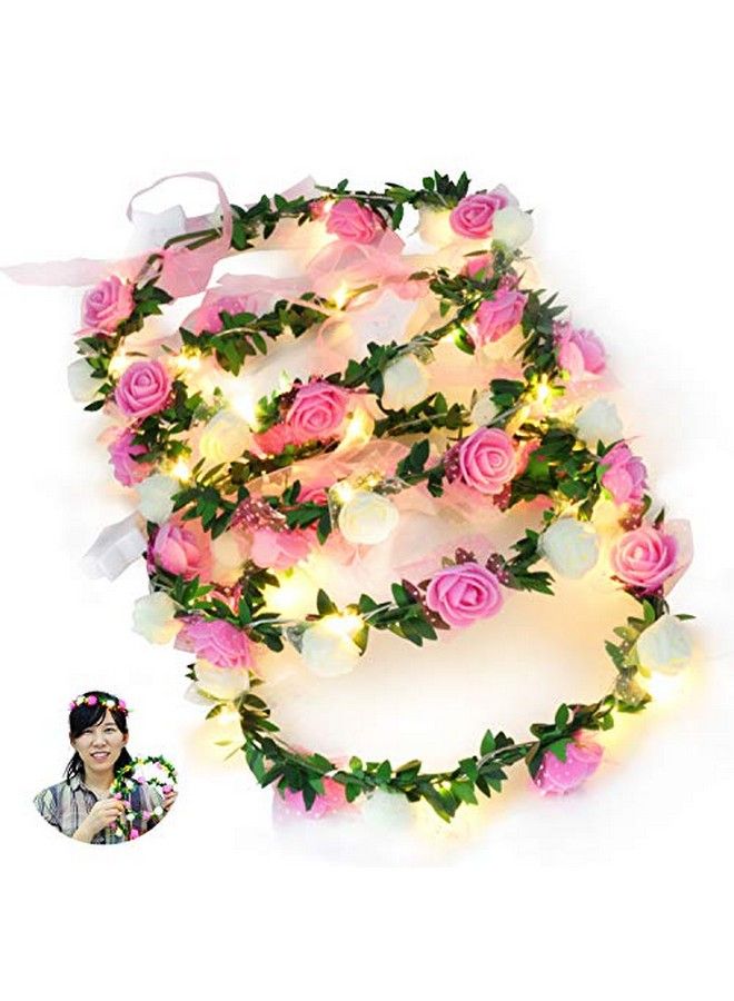 Novelty Place 4 Pack Light Up Flower Headband Led Floral Head Crown For Wedding Festival And Party 4 Pieces - Image 2