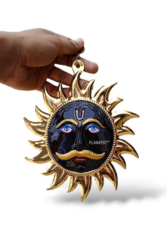 FLAIMYST™ 9" Inch Surya Face Wall Hanging Brass Copper Metal Vastu Iteam for Home for Good Luck Nazar Battu for Home Entrance Evel Eyes Protection Home Shop and Office SPN-WF2D5B - Image 5