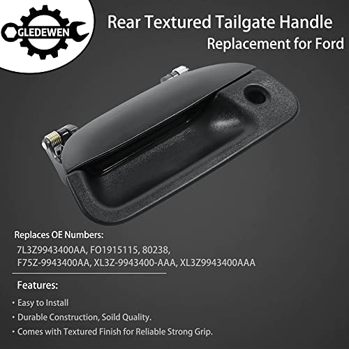 Gledewen مقبض باب الصندوق الخارجي، متوافق مع 1997-2007 فورد F150 F250 F350 F450 F550 سوبر ديوتي، 01-05 فورد إكسبلورر سبورت تراك، مع ثقب المفتاح | 7L3Z-9943400-AA، 80238 مقبض باب الصندوق الخارجي - Image 3