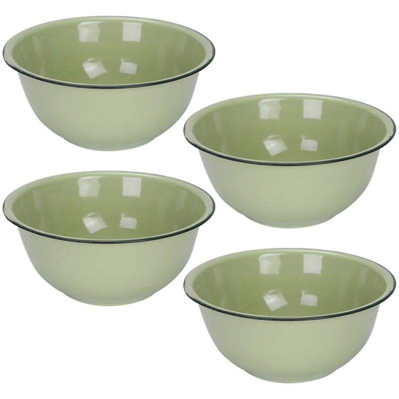 Vintage Enamel Bowls 4Pcs Large Capacity Soup Mixing Salad Bowls Thickened Steel - Image 2