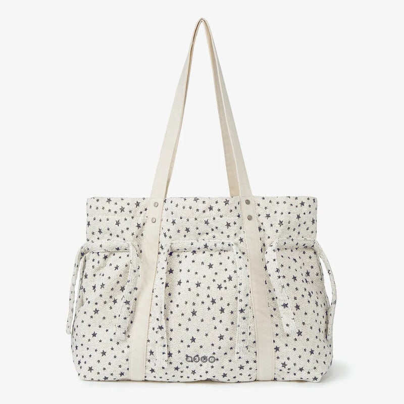Canvas Tote Bag with Star Print, Large Capacity, Commuter Shoulder Bag - Image 5