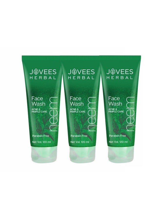 Jovees Herbal Neem Face Wash For Clear Skin with Neem & Tea Tree Ext | Gentle For Acne-Prone Skin | Controls Oil, Pimples and Dark Spots | Acne Control Cleanser For All Skin Type - 120ml (pack of 3) - Image 1