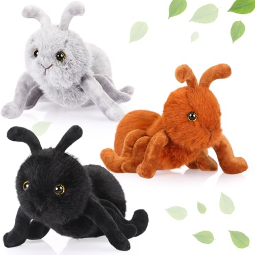 Shappy 3 PCS Plush Ant Set 10 Soft Stuffed Ant Toys for Kids Perfect for Hugging Playtime and Gifts Durable Washable and Realistic for Birthdays and HolidaysBrown Black Gray - Image 1