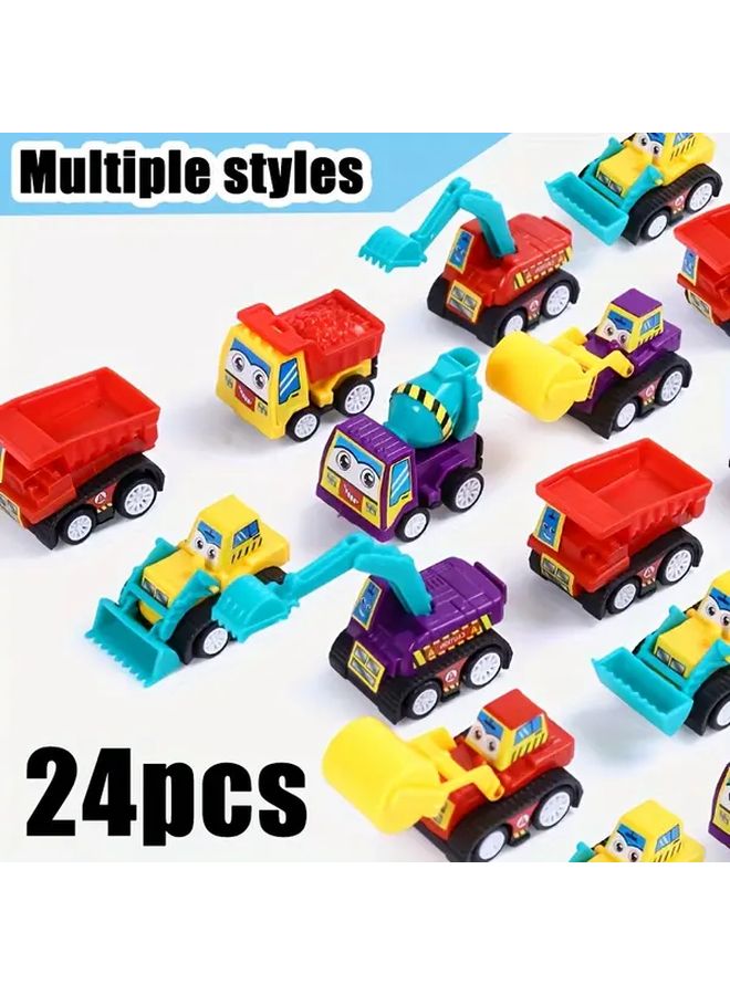 24Pcs Mini Cartoon Power Engineering Vehicles Durable Plastic Construction Trucks And Cars - Image 2