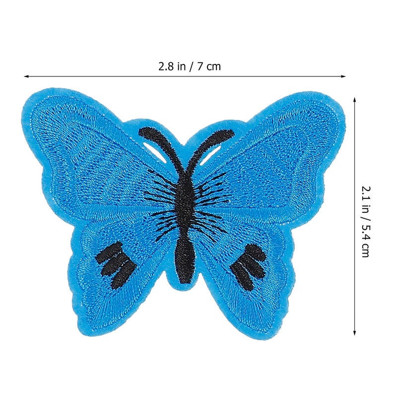 Embroidered Butterfly Iron On Patches For Clothing DIY Crafts Green Blue - Image 3