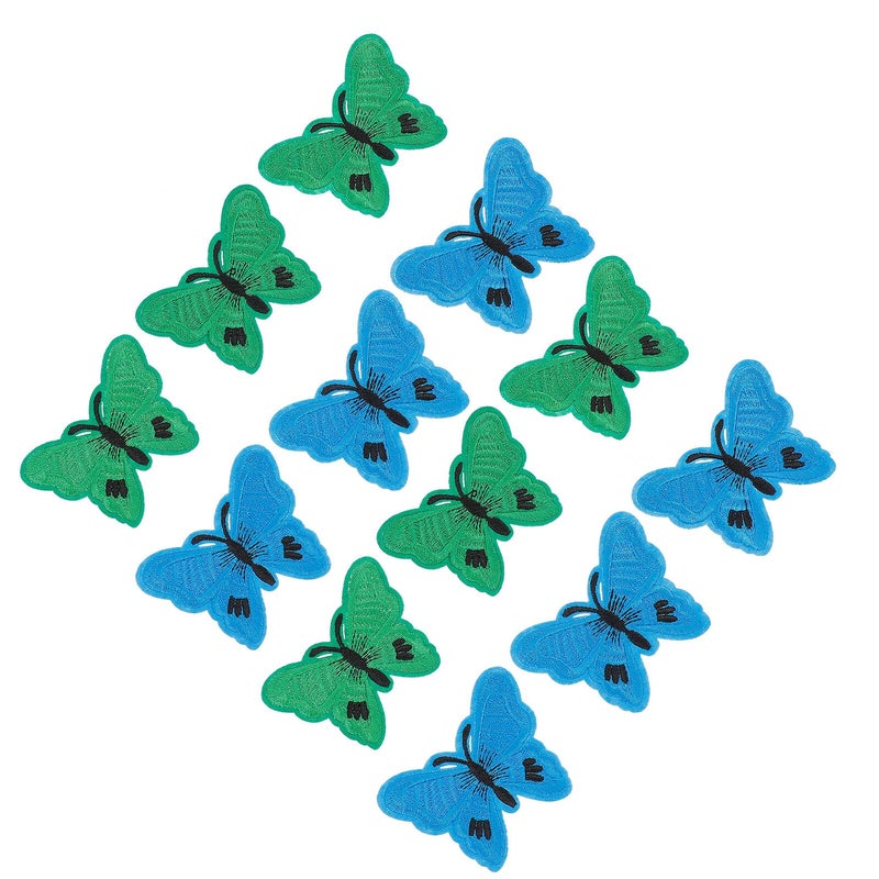 Embroidered Butterfly Iron On Patches For Clothing DIY Crafts Green Blue - Image 2