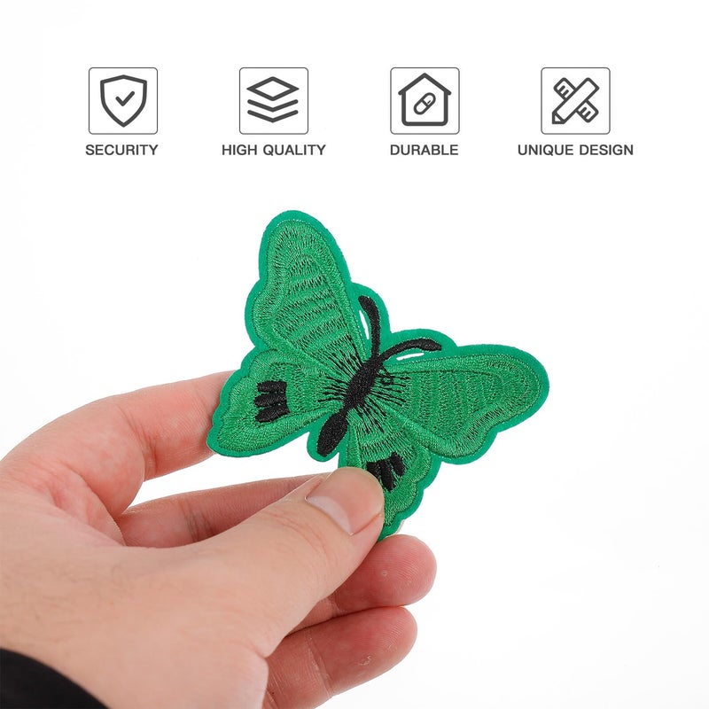 Embroidered Butterfly Iron On Patches For Clothing DIY Crafts Green Blue - Image 5