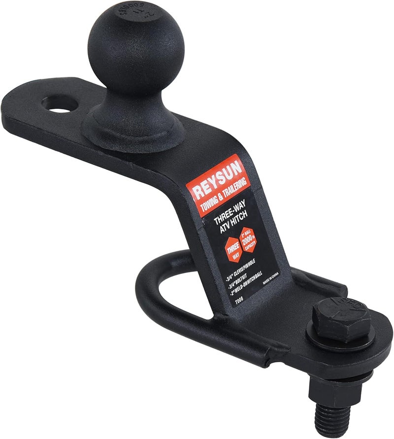 REYSUN 3 in 1 ATV/UTV Trailer Hitch Adapter with 2 inch Trailer Ball, 3 Way ATV Attachment, Fastener Kit Included - Image 2